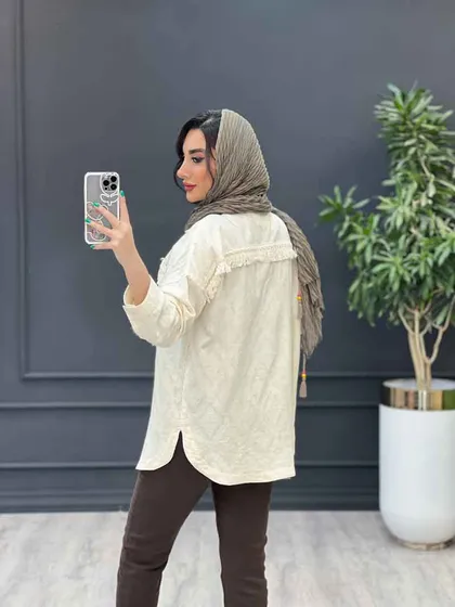 مانتو لینن سرجیب ریش دار
