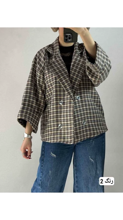 کت باکسی چهارخونه زنانه 77579