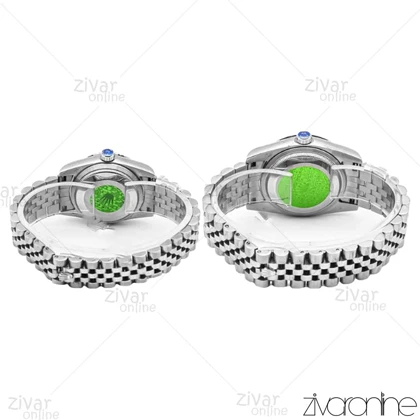 ست ساعت رولکس دیت جاست نقره ای صفحه زرشکی 106298