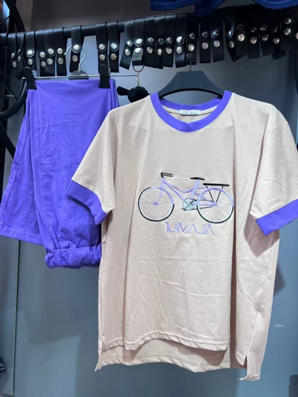 ست دخترانه تیشرت شلوار دوچرخه