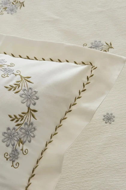 سرویس روتختی و پیکه دو نفره Karaca Home مدل Vanes پنبه - آبی