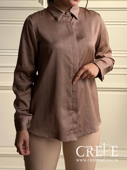 شومیز دکمه مخفی زری دار