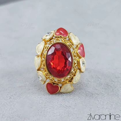 انگشتر زنانه مدل ملکه نگین قرمز 30107