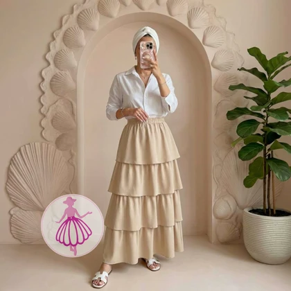 دامن طبقه‌ای بلند کالکشن 3 در رنگبندی متنوع(کد1408)