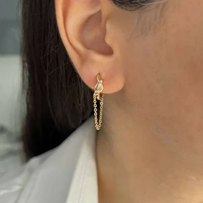 گوشواره زنانه طرح گره با آویز ژوپینگ، ظرافت در اوج سادگی