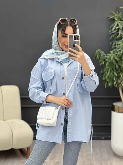مانتو لینن جیب پیله بند دار
