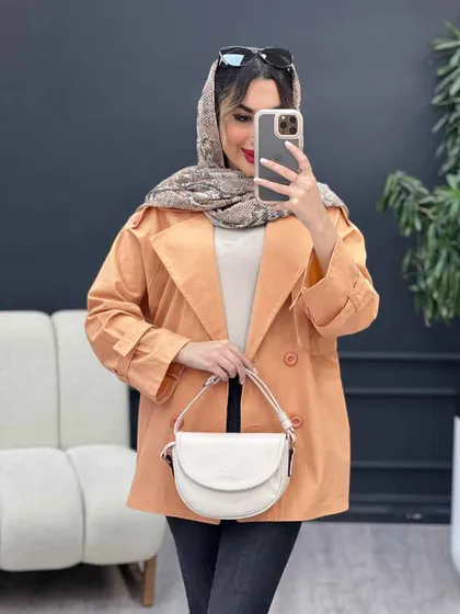مانتو لینن چهار دکمه سرشانه پاگن