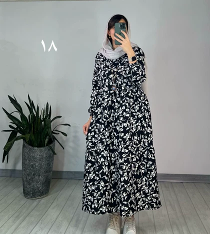 پیراهن مانتویی بلند تینا