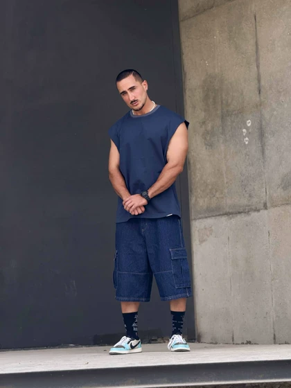 رکابی حلقه‌ای وست ساده سرمه ای PEDRO