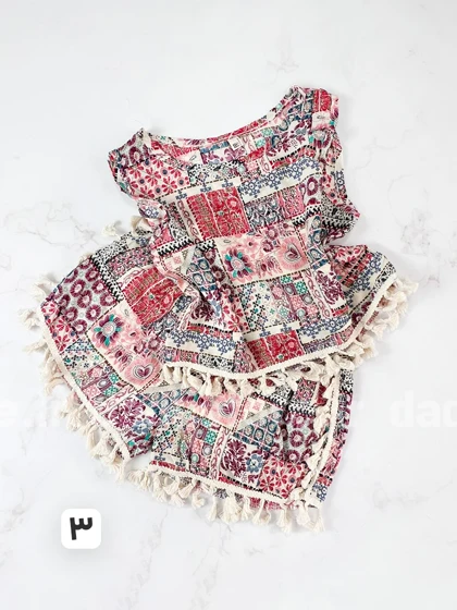 ست تاپ و شورتک نخی طرح سنتی