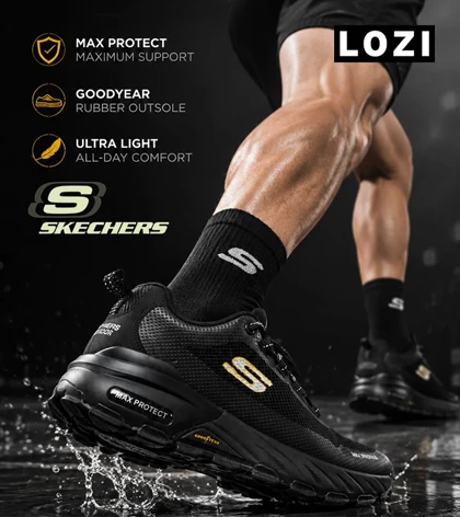 کفش کتانی طبی ورزشی مشکی SKECHERS max protect مدل 7771