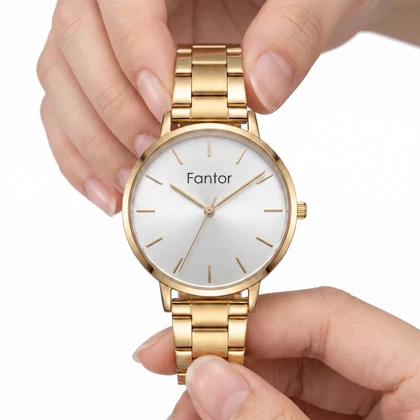 ساعت مچی زنانه فانتور مدل WF1035G-01 بند استیل طلایی صفحه سفید