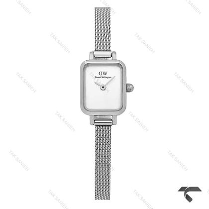 ساعت DW زنانه مینی Quadro سیلور صفحه مهندسی حصیری DW-10672-L