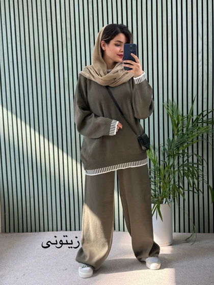 ست بافت مانتو شلوار