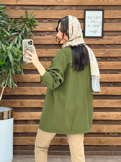مانتو لینن دو جیب پاکتی
