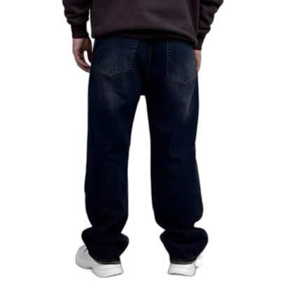 شلوار جین بگ مردانه آبی طرح زاپ