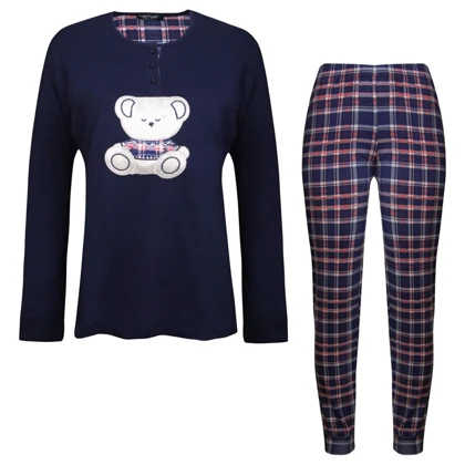 ست بلوز و شلوار زنانه لین مدل تدی نخ پنبه کد 5196-151