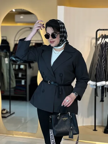 بارانی چهار دکمه ذغالی 010208