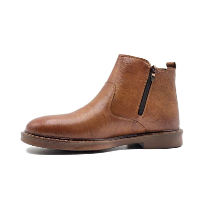 بوت مردانه مدل نیم ساق دو بر زیپ رنگ عسلی کد 22948