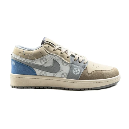 کتانی اسپرت مردانه مدل نایک جردن 1 Nike Jordan رنگ سفید کرم آبی کد 51453