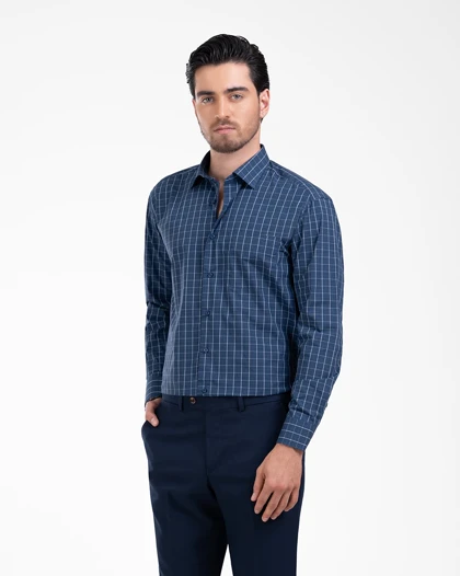ام کی کالکشن پیراهن آستین بلند mk-22628-navy-blue