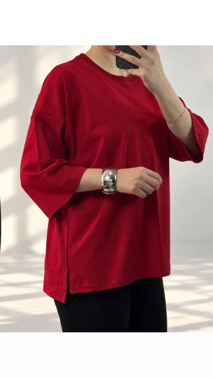 تیشرت باکسی بغل چاک زنانه 530078