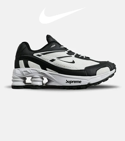 کفش کتانی مردانه سفید مشکی نایک NIKE x SUPREME shox ride 2 مدل 7098