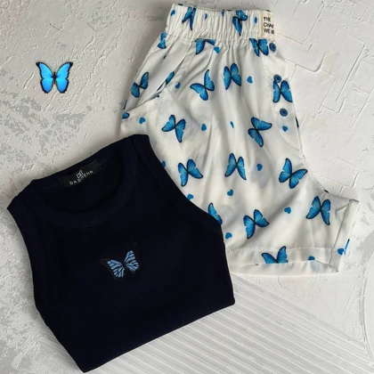 ست شلوارک و کراپ طرحدار