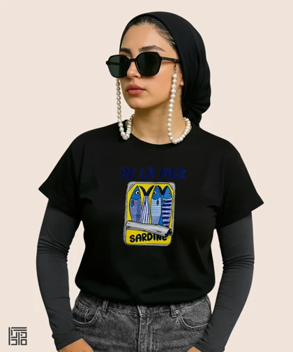کراپ زنانه طرح کنسرو ماهی ساردین