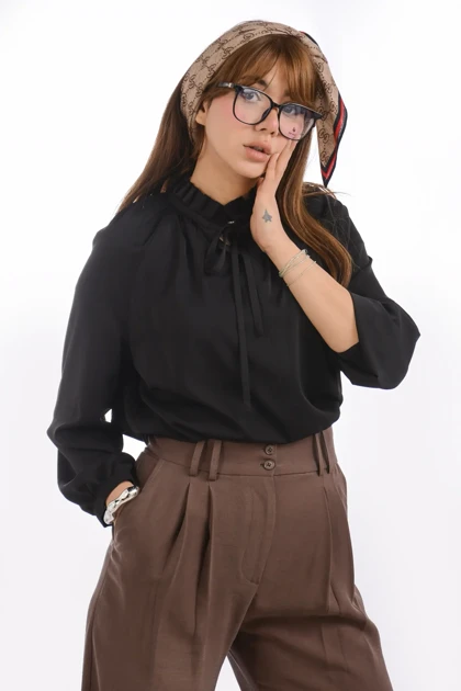 شومیز آستین رگلان یقه چین