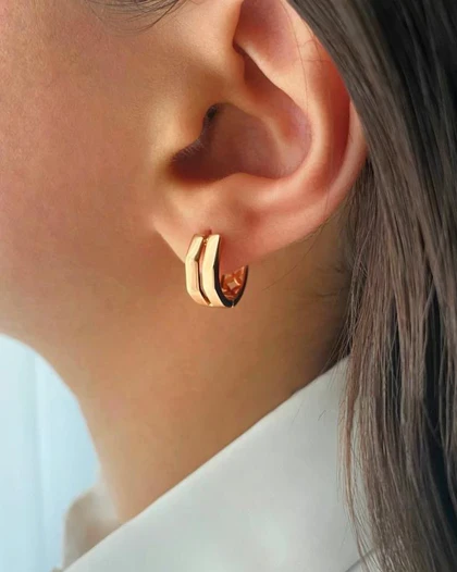 گوشواره دو لاین چند ضلعی ژوپینگ