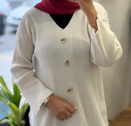 پیراهن بافت سه دکمه _8047