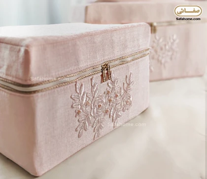 باکس زیپ‌دار مخمل گیپور صورتی روشن