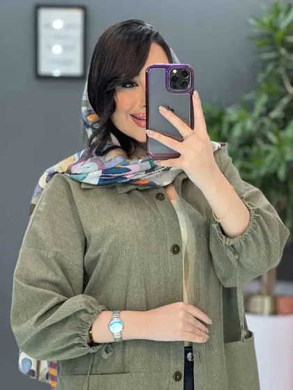 مانتو جیب دوبل آستین بند دار