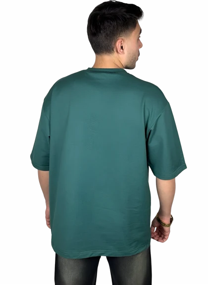 تیشرت آستین کوتاه سبز ساده پارچه ماکان