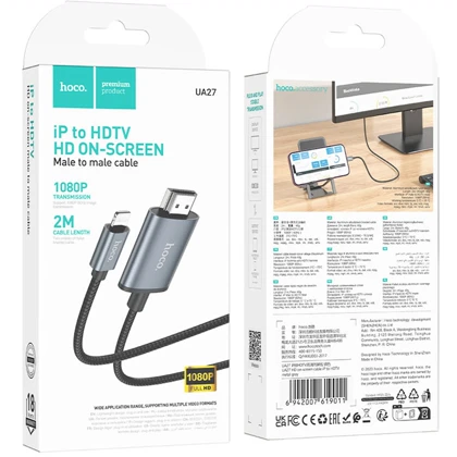 کابل تبدیل لایتنینگ به HDMI هوکو Hoco مدل UA27 طول 2 متر