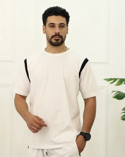ست تیشرت و شلوارک نخی مردانه 0892