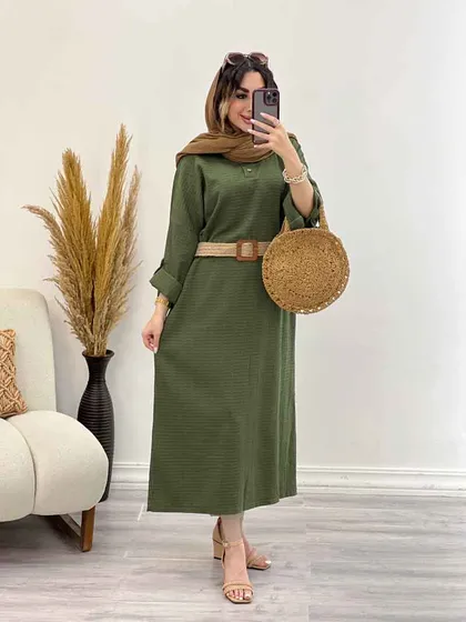 پیراهن بلند دو دکمه آستین پاگن