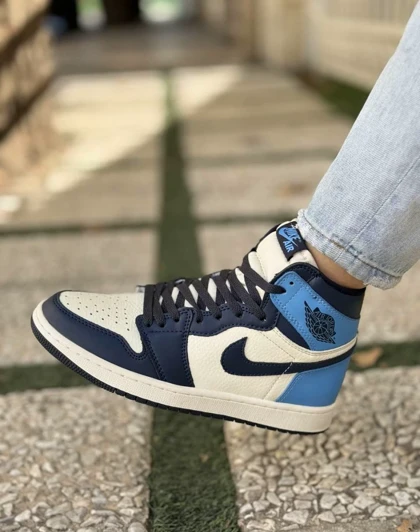 کتانی نایک ایر جردن وان ساق‌دار ابسیدین Nike Air Jordan 1 Retro High Obsidian UNC