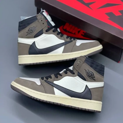 کفش نایک ایر جردن وان ساق‌دار رترو تراویس اسکات موکا Nike Air Jordan 1 Retro High Travis Scott Mocha