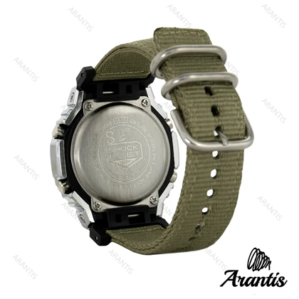 ساعت جی شاک GM2100H مردانه سیلور بند برزنت سبز m-1237