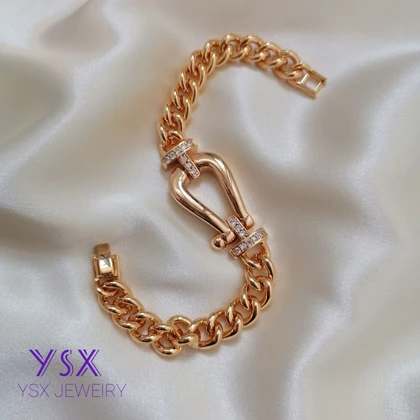 دستبند طرح فرد نگین‌دار کد 07016