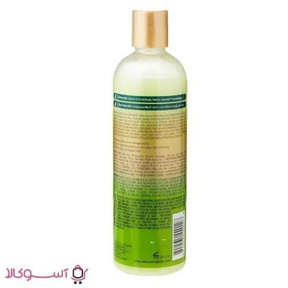 شامپو دوکاره ضد موخوره و آبرسان مو آفریکن پراید مدل Olive Miracle حجم 355 میل