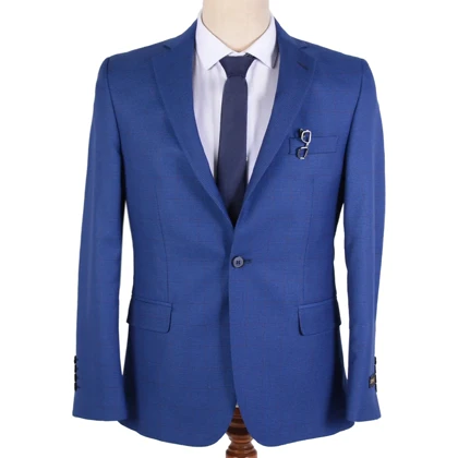 کت بلیزر تک دکمه مردانه آبی‌کاربنی