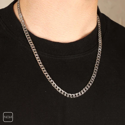 گردنبند نقره مردانه کارتیه تخت تراش کد 0251224