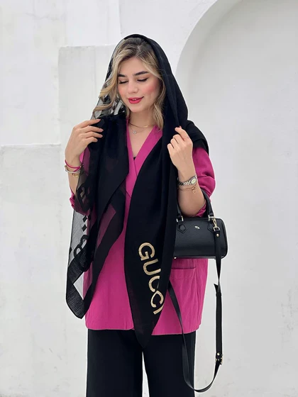 روسری نخ ابریشمی مشکی برند کد176