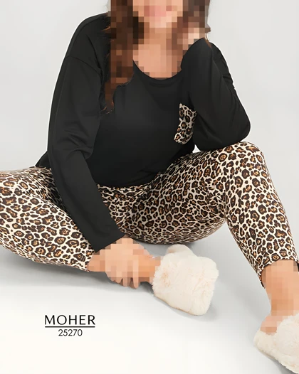 ست راحتی زنانه سایز بزرگ پلنگی