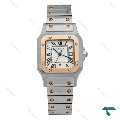 ساعت کارتیه دسانتوس زنانه دو رنگ رزگلد صفحه مدیوم Cartier-8751-M-L