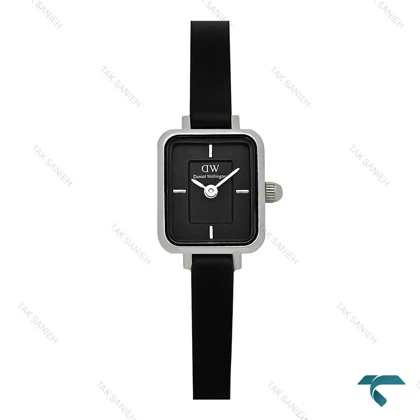 دنیل ولینگتون چرمی زنانه مینی مستطیلی نقره ای صفحه مشکی DW-7975-L