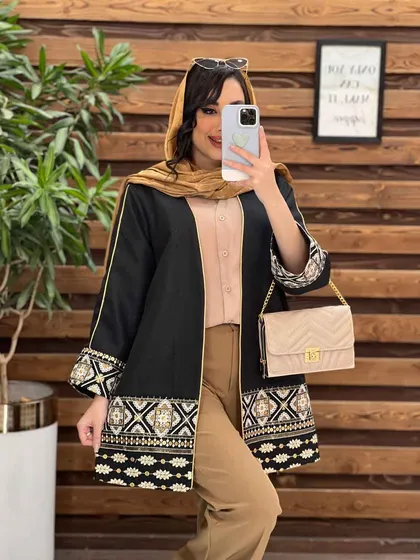 مانتو ژاکارد پولک دوزی